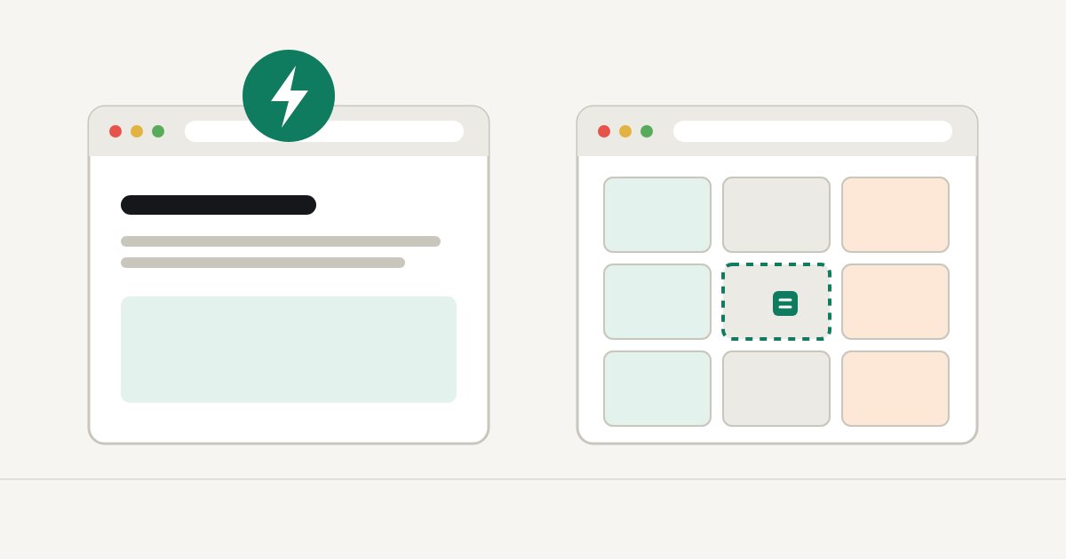 Illustration : page légère et rapide face à une page de constructeur visuel